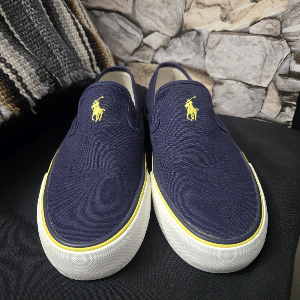 Polo by Ralph Lauren Navy and Yellow Slip-On Loafers